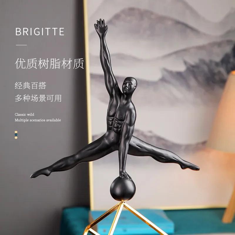 Ornamente creative din rășină, decor birou de studiu, sculptură, dulap TV sport, gimnastică, metal, artizanat, negru, ornamente, figurine