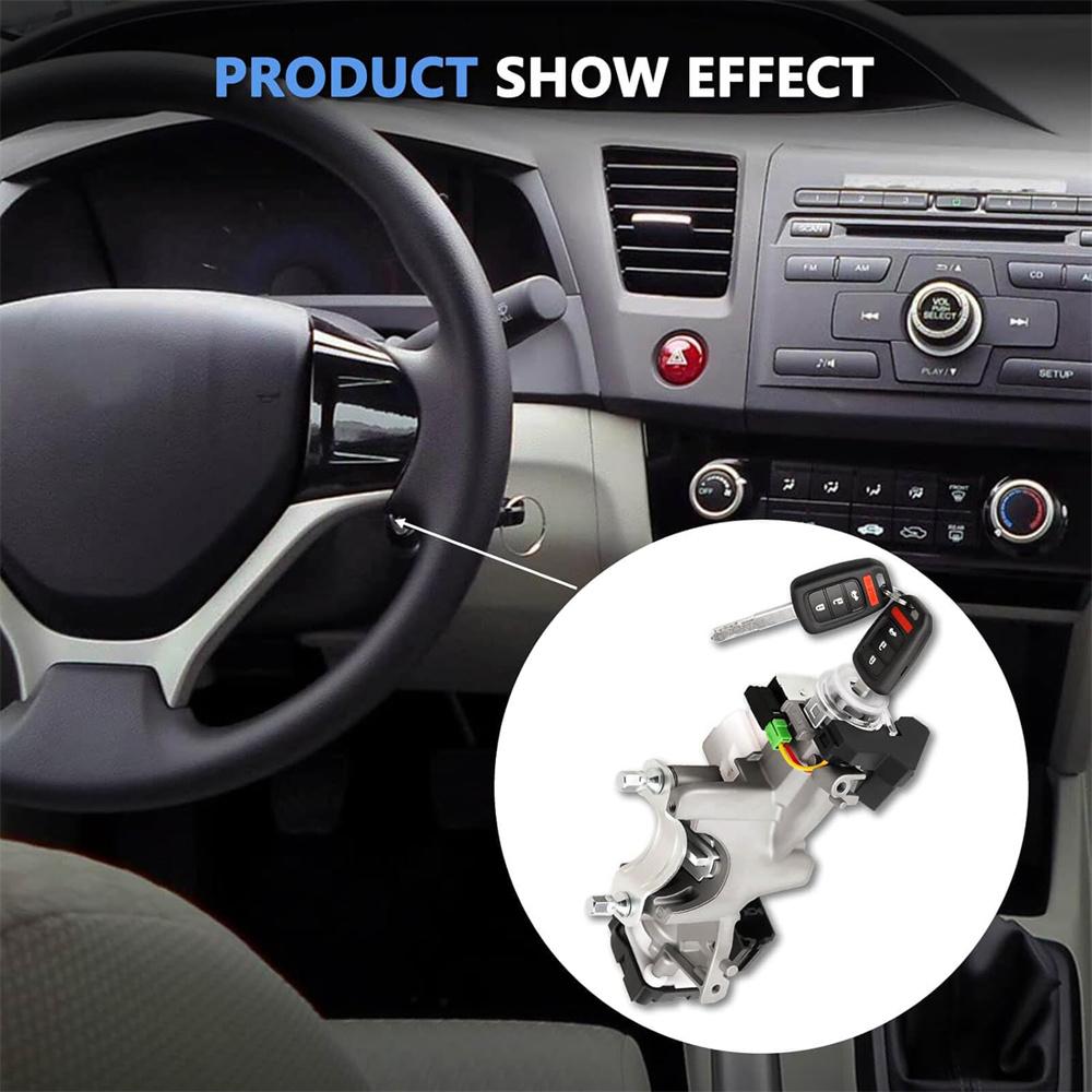 Ignition Lock Cylinder Switch Assembly With 2 Key Shells New For Civic 2014-2015