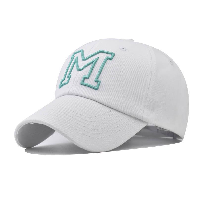 M Letter Embroidery Wide Brim Baseball Hat Sun Protection Cap For Use Outdoor