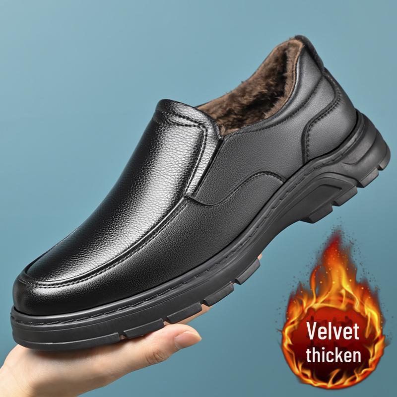 

Мужские повседневные кожаные туфли — мягкие подошвы, теплая хлопковая подкладка, нескользящие туфли Dad Shoes 40