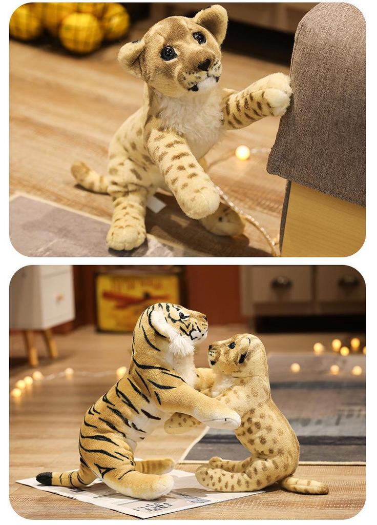 Plush Animal Toys: Tiger, Leopard, Golden Leopard, Lion Dolls for Home Decoration