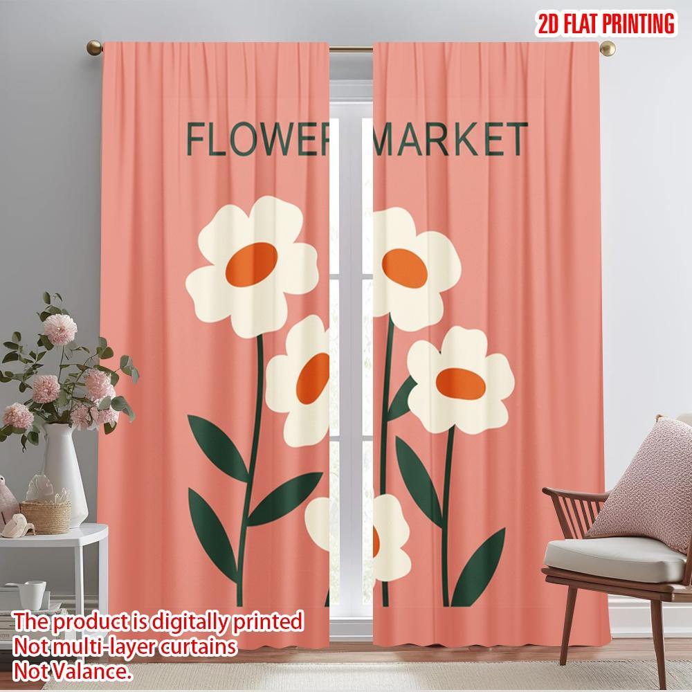 

2pcs 2D flat printing Drapes Floral 0 Polyester Fabric Without Electricity Festive Wall Decor Perfect for Spring Holidays 52.50×116.00 CM 2pcs