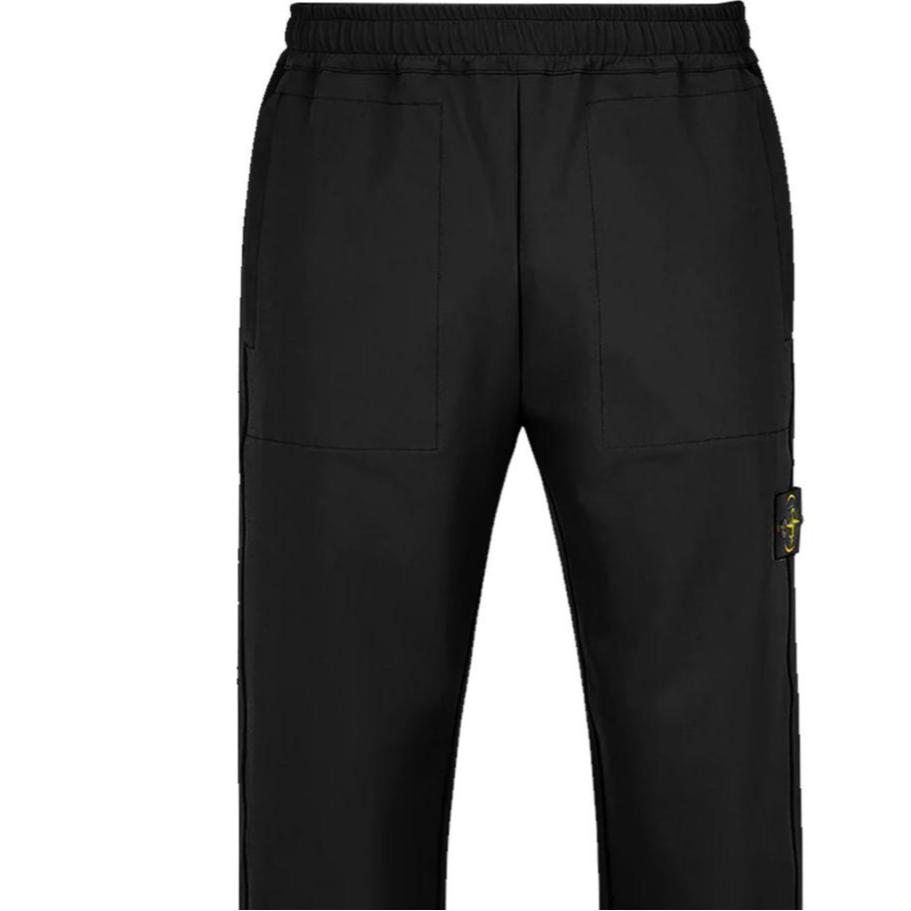 STONE ISLAND SS24 Pantaloni Casual Lunghi con Zip e Logo Monocolore Uomo Pantaloni Nero 801562353-V0029