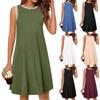 Women's Fashionable Color Round Neck Loose Sleeveless Pullover Dress