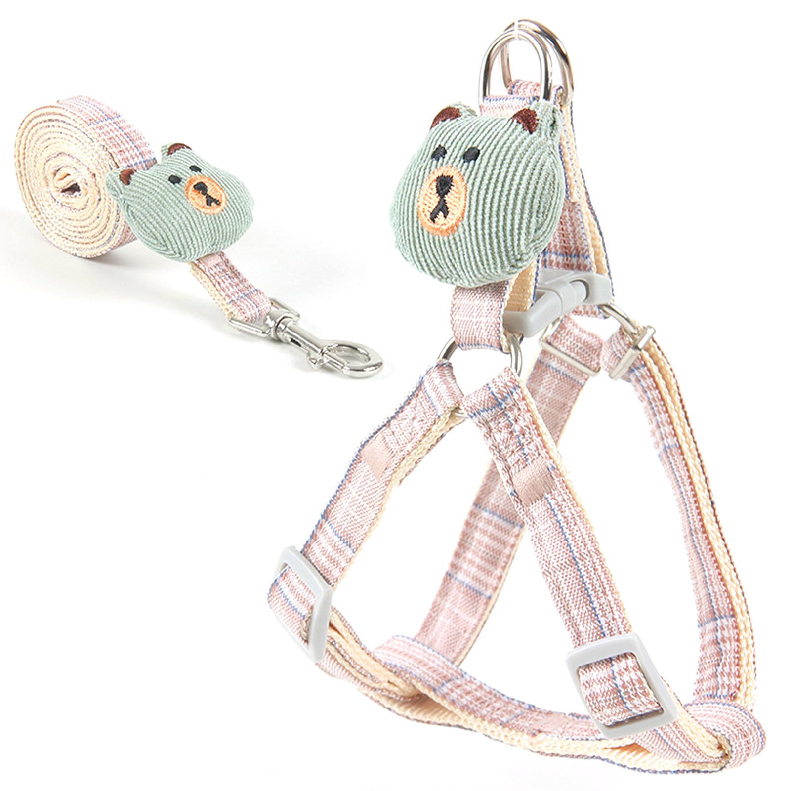 

Шлейка для собак и кошек, милый мультяшный регулируемый дышащий жилет для домашних животных, тяговый трос для маленьких и средних размеров S Recommended Within 1.54kg/3.3-8.8lb розовый