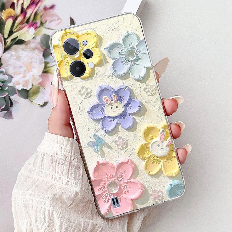 For Realme C31 Case Cute Butterfly Bear Cartoon Back Cover Phone Cases For Realme C 31 C31 4G RMX3501 RealmeC31 Soft Fundas