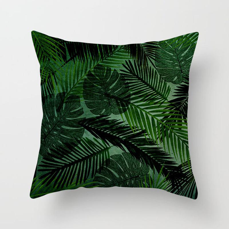 Summer Tropical Floral Cushion Cover Home Decor Office Sofa Pillowcase Green Plant Throw Pillowcase
