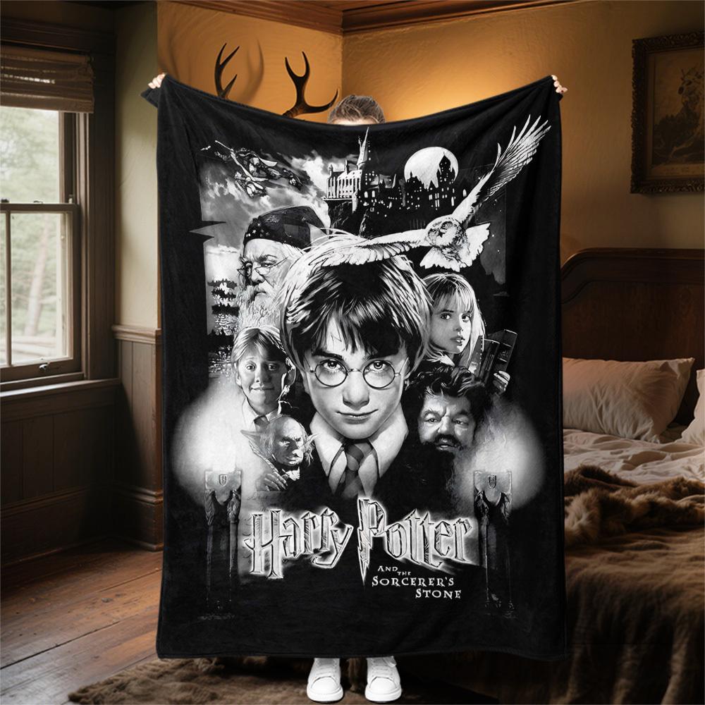 1PC Harry Potter Sorcerer's Stone Outdoor Flannel Blanket Soft Plush Decor for Picnics, camping,Bedroom, Playroom, Office1196A