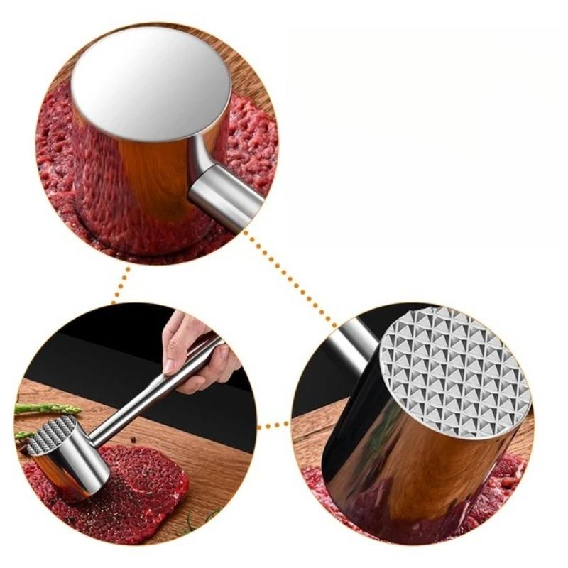 Stainless Steel Meat Tenderizer Mallet Heavy-Duty Kitchen Tool for Tenderizing Beef Chicken Pork and Steak Ideal for Cooking