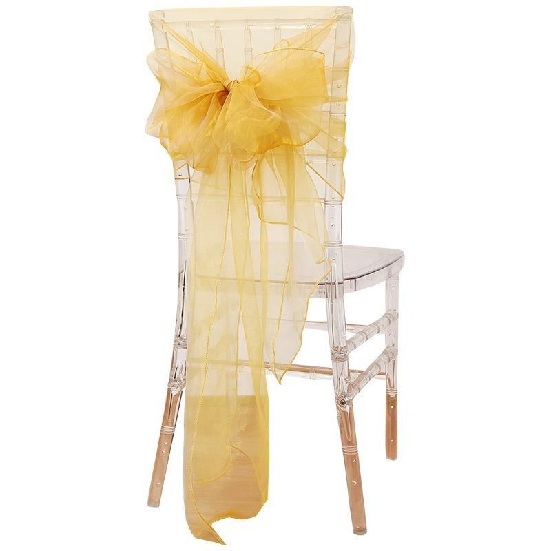 Sheer Organza Chair Sashes 275cm Wedding Chair Bows Back Veil Chair Cover Sashes for Bridal Shower Party Banquet Event 10Pcs Set