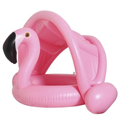 Flamingo Baby Swimming Ring with Canopy Sun Protection Baby Swimming Aid Inflatable Baby Pool