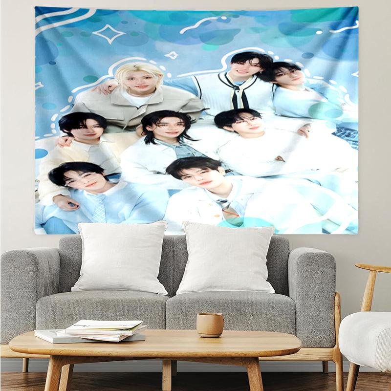 1PC K-pop Stars And Cute Bears K-pop music group Tapestry Accessories for Bedroom,Livingroom, dormitory Room Wall Decor Fan Birthday Gifts