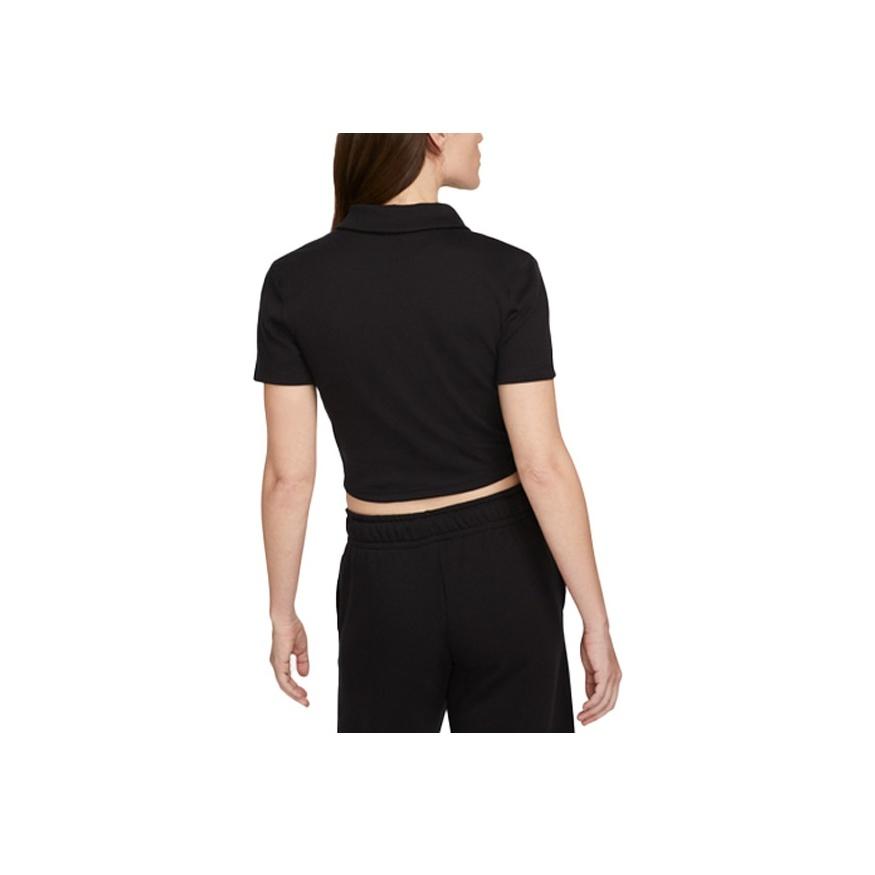 Nike Sportswear Essential Solid Logo Polo Shirt Women Tops Black DV7885-010
