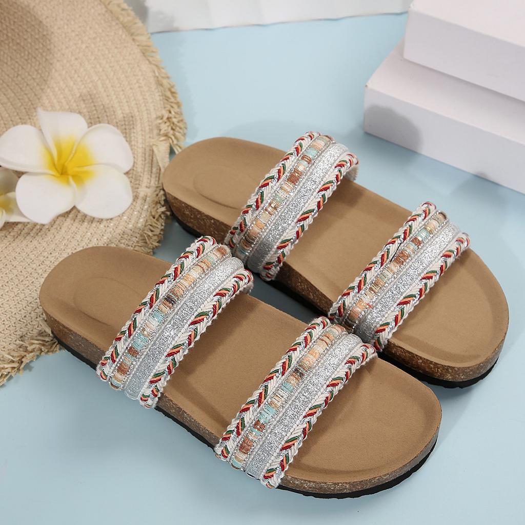22 summer new thick-soled flat-heeled shoes fish mouth woven hemp rope thick-soled comfortable muffin slippers