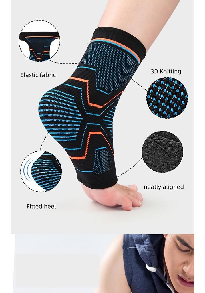 1Pc 3D Knit Elastic Jersey Fabric Ankle Support Compression Sleeve for Outdoor Mountaineering Fitness Sports Stabilization