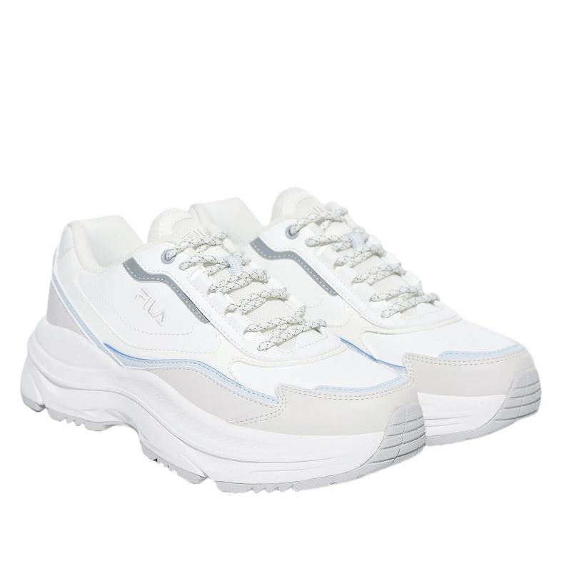 FILA Wavy Day Synthetic Leather Thick Sole Fashion Comfortable Low Top Casual Shoes Unisex Casual Shoes White 1RM02850H161