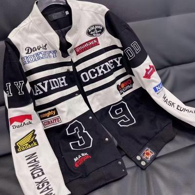 Chaqueta de motociclismo de manga larga, estilo bomber, para primavera y otoño, estilo hip hop, estilo universitario.