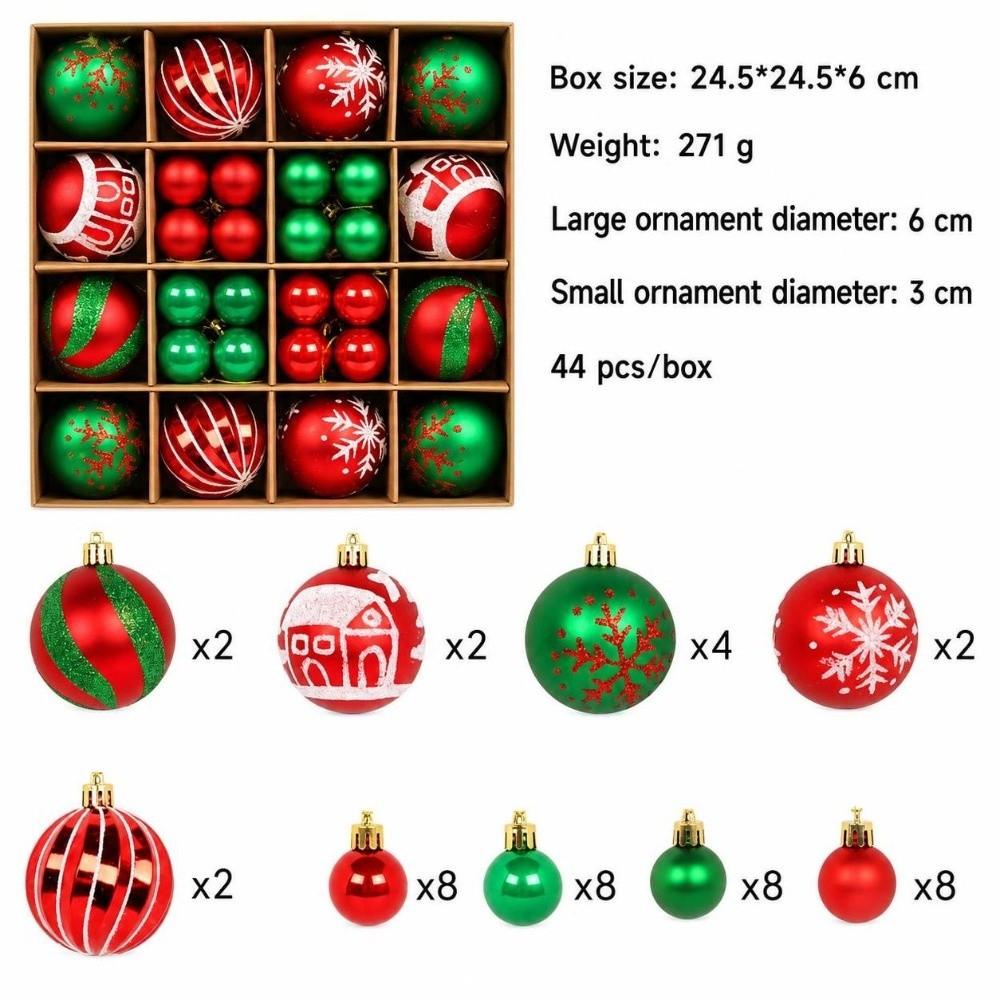 44Pcs/Set Shiny Christmas Ball 6/3CM Xmas Baubles Durable Xmas Ornament Ball  Home