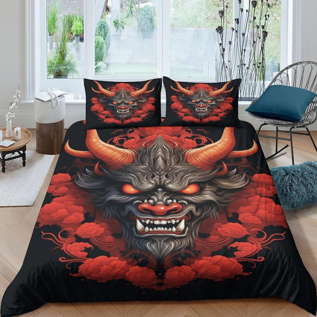 Devil Duvet Covers for Teens Adults Queen Size Quilt Covers Lightweight Down Room Decor 2 Pillowcases 1 Duvet Cover No Comforter