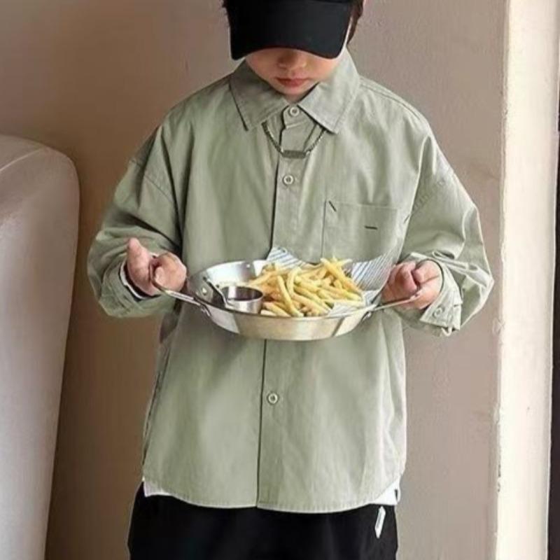 Spring and Autumn New Boys Thin Fashionable Handsome Long Sleeve Shirt