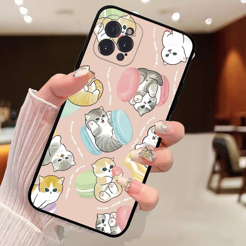 

Mofusand Cat Popular Cute Black Soft Phone Case For IPhone 16 15 14 13 11 12 17 Pro Max Mini Plus iPhone 11pro max