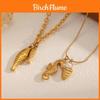 Ocean Series Sea Shell Seahorse Pendant Stainless Steel Necklace For Women