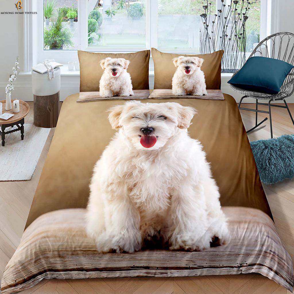 Animal cute dog 3D printed quilt cover 100% polyester machine washable bedding set quilt cover pillowcase three-piece set