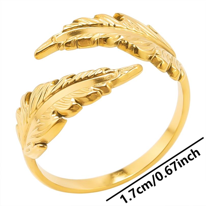 Bague 18k Gold Plated Open Adjustable Stainless Steel Rings For Women Men Accessories Cross Shell Plant Leaf Ring Finger Jewelry