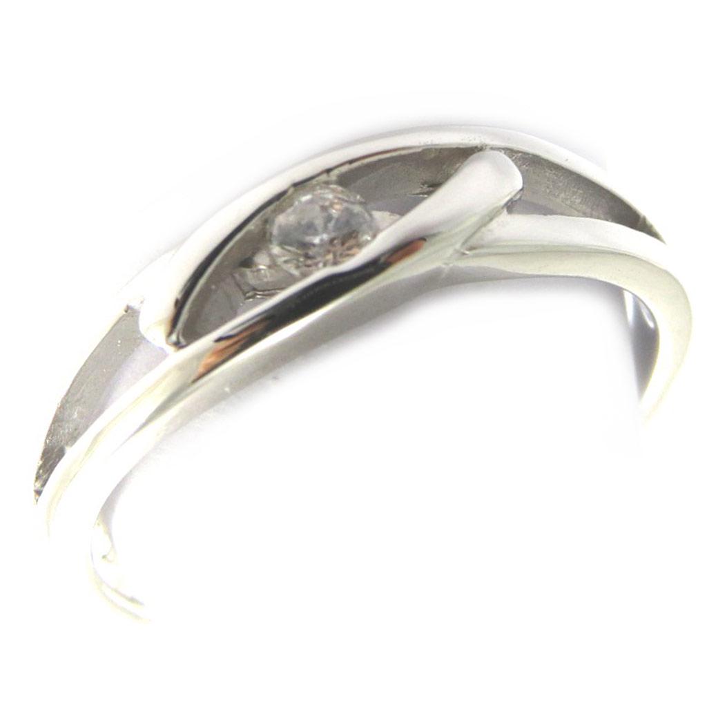 Stříbrný prsten 'Câlin' bílý