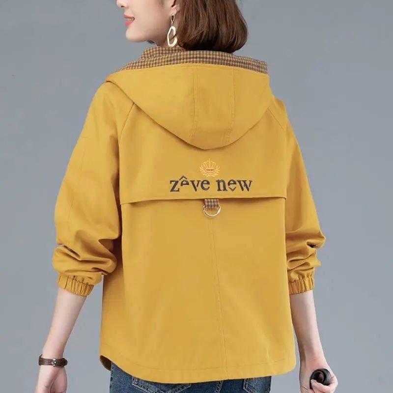 Women Hooded Casual Plus Size Windbreaker Tops Spring Autumn Trench Coat Loose Jackets Female