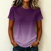 Women's Casual Pullover T-Shirt Short Sleeve Crew Neck Gradient Color Top Lightweight Soft Fabric Summer Wear