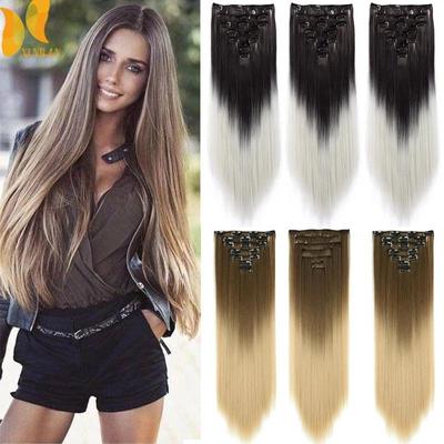 Fashion Sexy Women Wig Clip In Hair Extension Długie proste/duże kręcone fałszywe włosy 16 klipsów Hairpiece