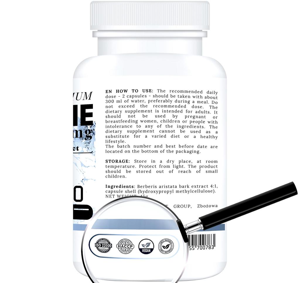 1500mg BERBERINE Extract Weight Loss Diabetes Glucose Insulin Der 4:1 60 Caps