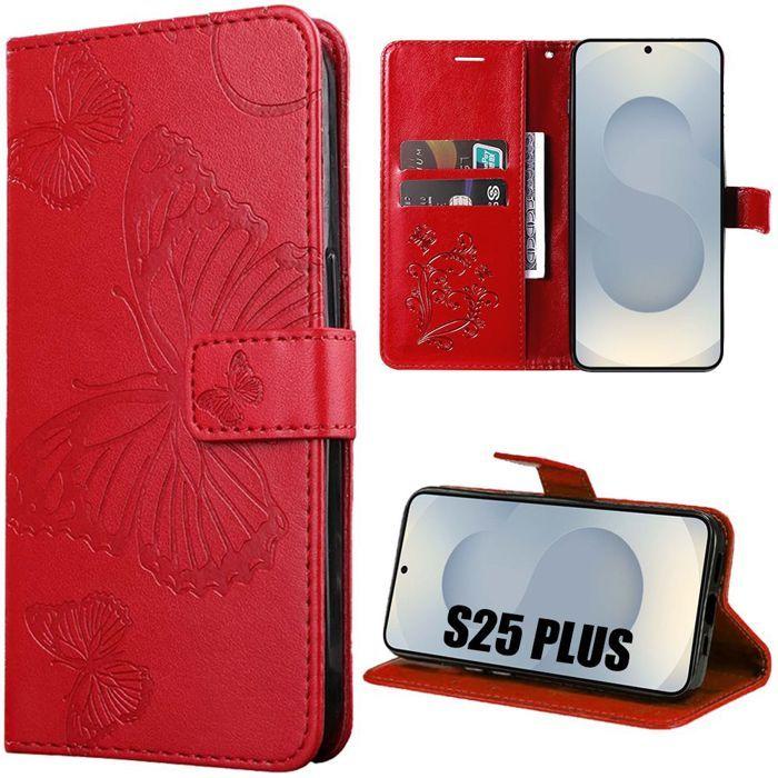 Coque de protection - BOOLING - Samsung Galaxy S25 Plus - Cuir Synthétique - Motif Papillon - Antichoc