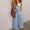 Modische Retro zerrissene lockere Wide Leg Jeans-Latzhose für Damen