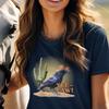 YEE-CAW! Western Gothic Raven Crow Tee Cowboy Hat Bird Graphic T-Shirt Southwest Desert Festival Top Rodeo Outfit, Unisex Jersey