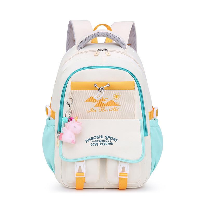 

Trendy Large Capacity Student Backpack Stylish Unisex Nylon School Bag For Boys And Girls Beige Green