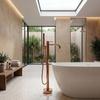 Venti Copper Glossy Floor-Mounted Quilted Bathtub Faucet