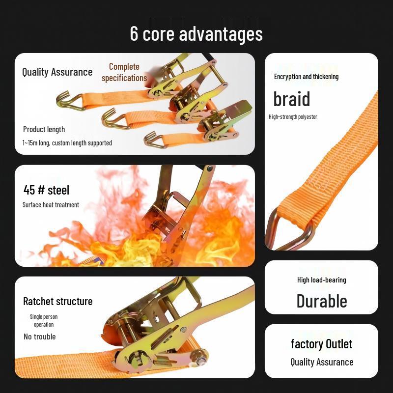 Polyester Double Hook Truck Tie-Down Strap