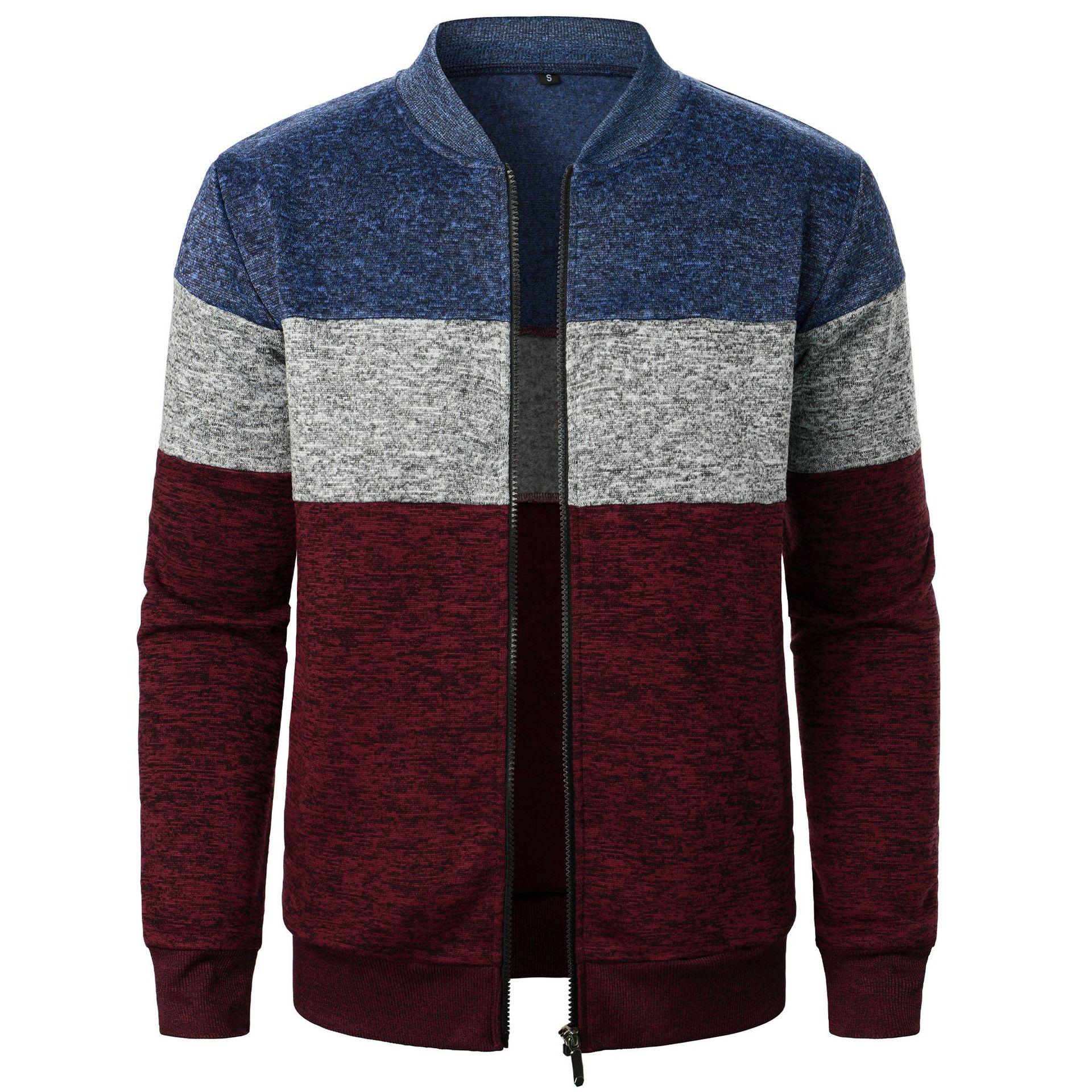 

Men s Heavyweight Knitwear Color Block Cardigan Sweater Extra Large