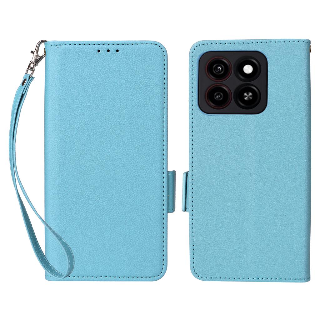 Für ZTE Blade A35/Blade A55 Hülle mit Handschlaufe Litschi-Textur PU-Leder Brieftasche Handyhülle