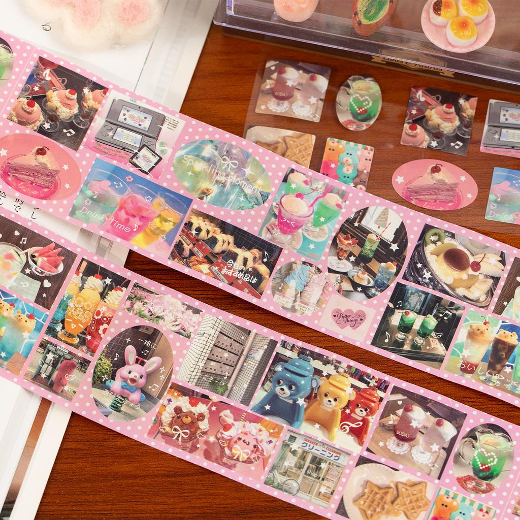 50mm * 2m Dessert Time Series Kawaii Ins Die Cutting Tape Handmade DIY Scrapbooking Material Aesthetic Stationery Stickers