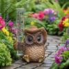 Resin Animal-Shaped Rain Gauge With Tube Creative Resin Rain Gauge Sculpture Outdoor Garden Decorative Ornament