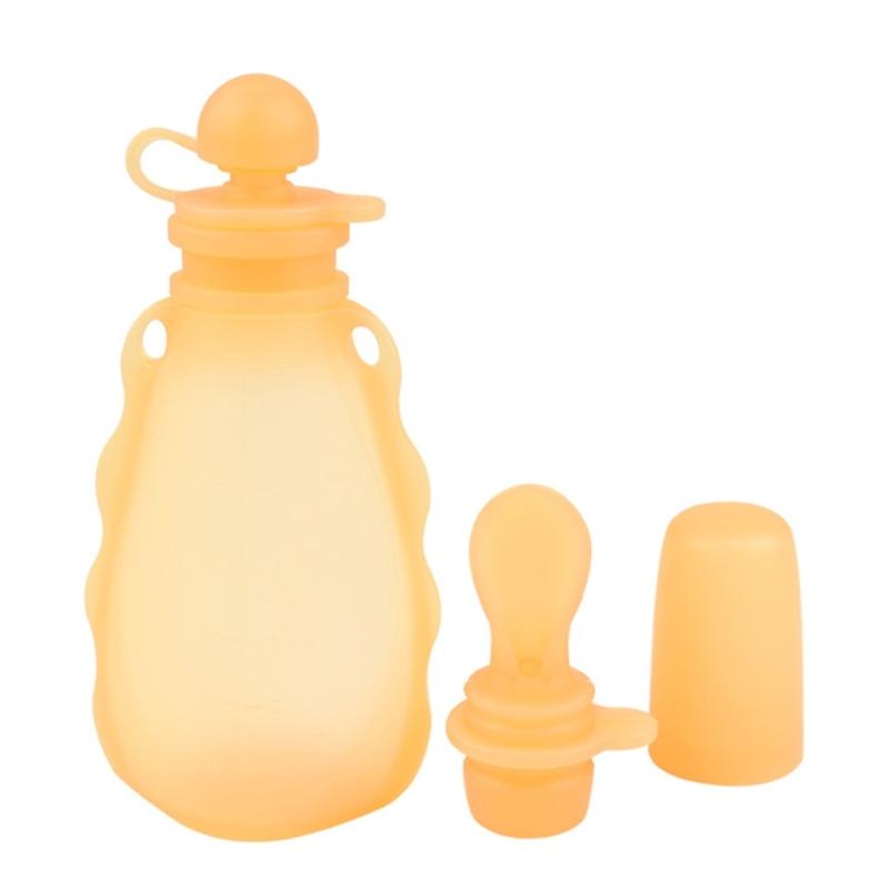

Silicone Breast Milk Storage Bag for Freshness Portable Baby Food Bag Freezeable Baby Food Pouch Replace Spoon 1 помаранчевий