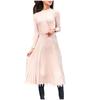Fashion Women Solid Knitted Dress  Long Sleeves Bottoming Pleated Dress