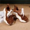 Johnature Chaussures pour femmes Cuir véritable Suede Épissage Semelle épaisse Style sportif Respirant Lacets Chaussures décontractées
