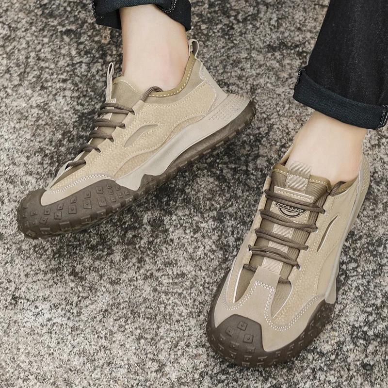 Breathable Men's Flat Shoes New Outdoor Lightweight Walking Sports Shoes Anti Slip Fashionable Casual Labor Protection Shoes