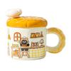 Korean Creative Bread Mug Cartoon Cat Ceramic Cup with Lid Household Water Cup Birthday Gift Souvenir