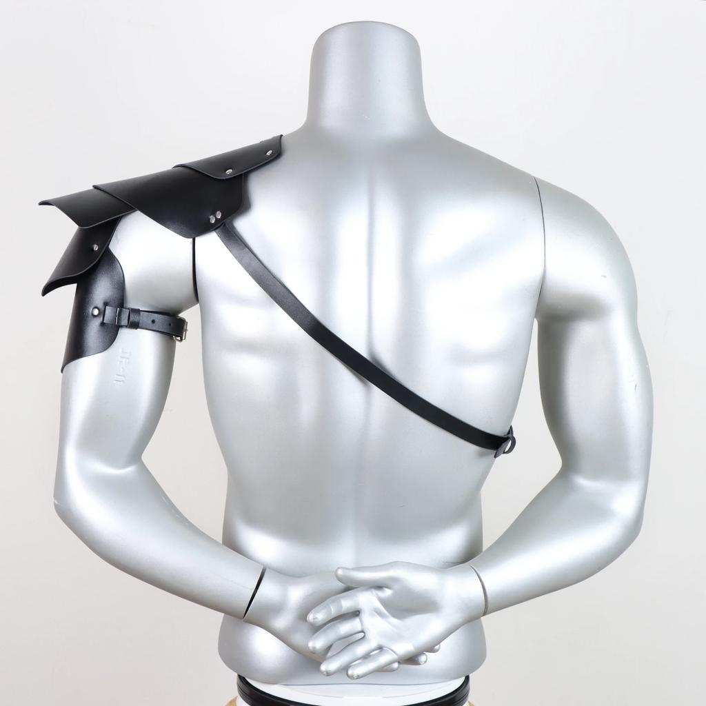 Men's Black Viking Warrior Style Multi-Layered Shoulder Armor Medieval Retro Armor Knight Armor Cosplay Accessory