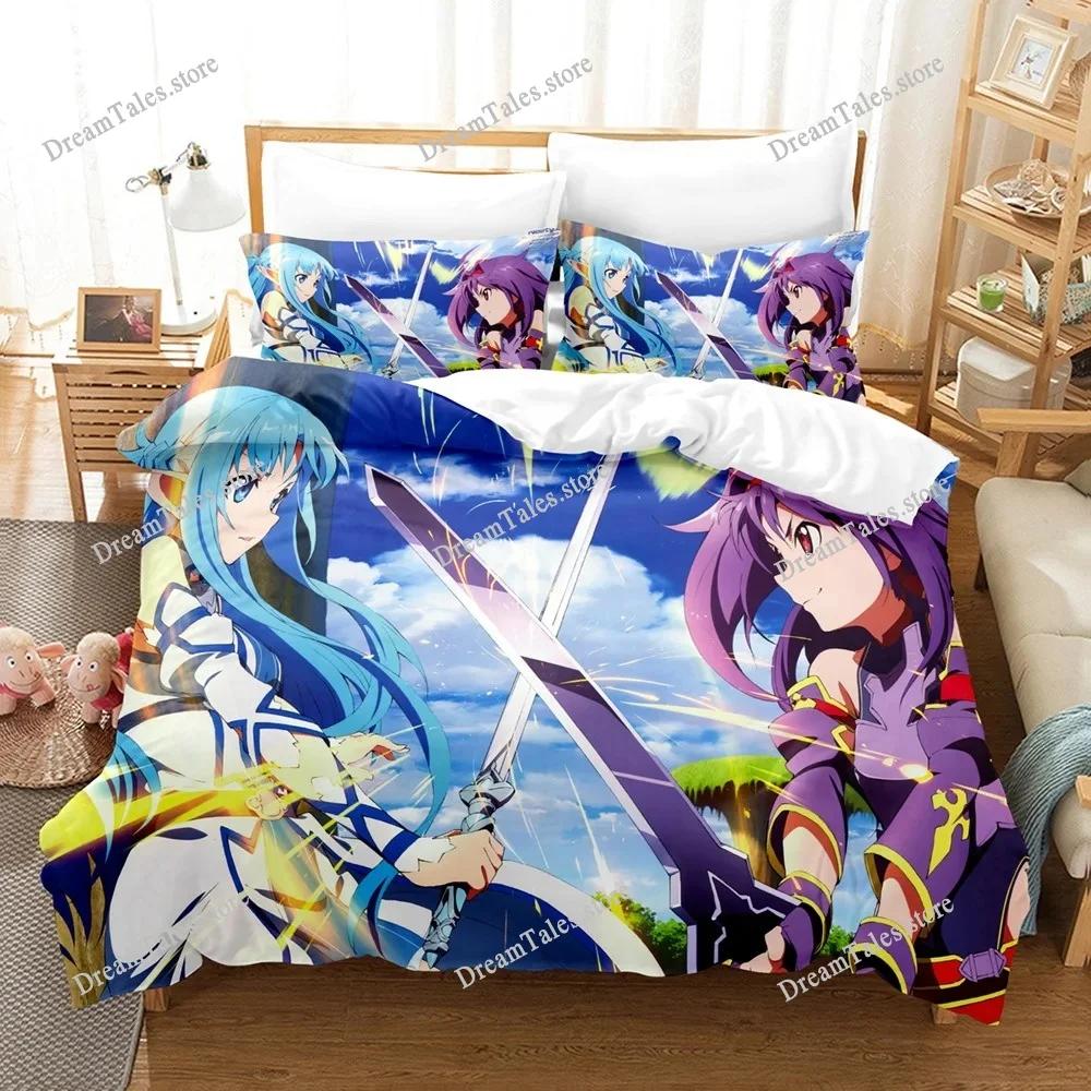 Exquisite 3D Cartoon Sword God Domain Wallpaper Print Bedding Set Duvet Cover Comforter Bed Youth Kids Girls Boys Gift
